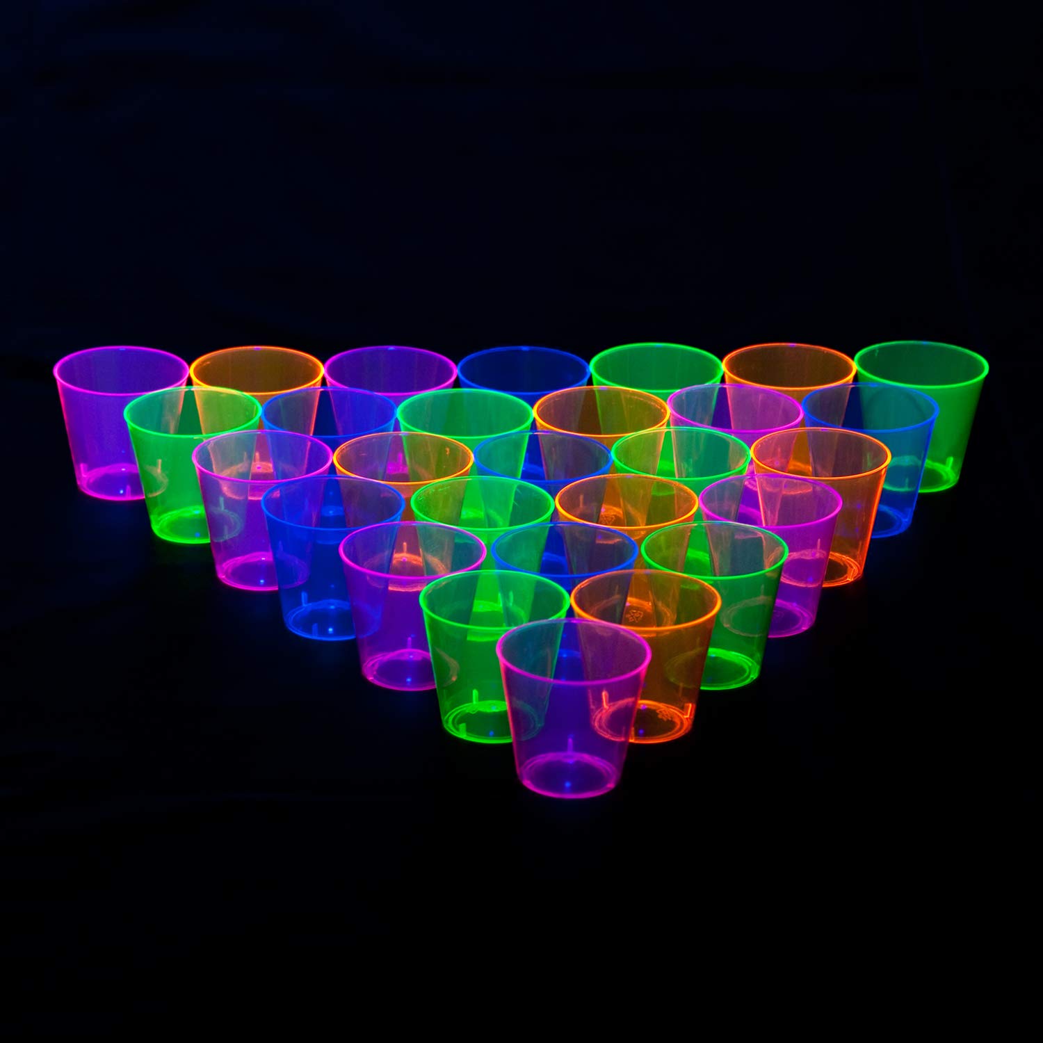 Party Essentials Hard Plastic 1-Ounce Shot Glasses, 100-Count, Multi Neon
