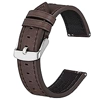 BISONSTRAP Leather Watch Straps, Saddle Style Replacement Band for Men and Women-18mm 19mm 20mm 21mm 22mm