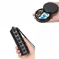 Portable 2 Compartment Pill Box Daily & Weekly Metal Pill Organizer - Waterproof Aluminium Alloy Pill Container for Vitamin, Medicine, Supplement, Fish Oil