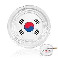 Korean Flag Glass Ashtray for Cigarettes Portable Round Ash Trays for Home Office Indoor Outdoor