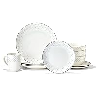 Isabelle Round Dinnerware Set 16-Piece Porcelain Dinner Set w/ 4 Dinner Plates,4 Salad Plates,4 Bowls & 4 Mugs,Isabelle,10.5