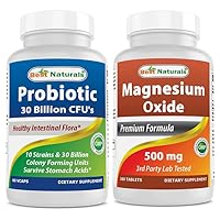 Best Naturals Probiotic 10 Strains & 30 Billion CFU & Magnesium Oxide 500 mg