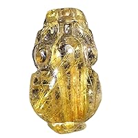 Natural Gold Rutilated Quartz Pi Xiu Carving Crystal Wealthy Women Men Pendant 29x17x14mm AAAAA