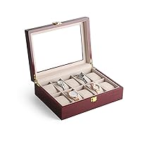 Wooden Large-Capacity Watch Storage Case, Household Men's Double-Row Multi-Function Jewelry Display Box, Red 1215B(Size:26 * 20 * 8cm)