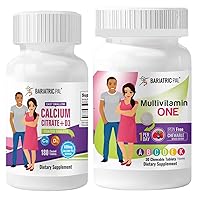 BariatricPal 30-Day Bariatric Vitamin Bundle Multivitamin ONE 1 per Day! Iron-Free Chewable - Mixed Berry Easy Swallow Calcium Citrate (600mg) and D3 Coated Tablets
