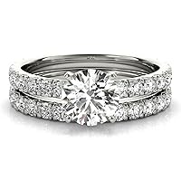 2.50 CT Round Cut Bridal Set Moissanite Engagement Ring Solid 14K White Gold/925 Sterling Silver For Her