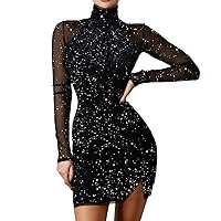 Sequin Dress Sexy Cocktail High Waisted Holiday Cutout Slim Bodaycon Dresses Solid Cool Mini Dress Evening Gowns