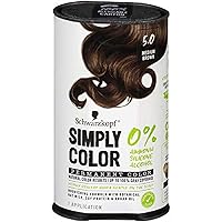 Simply Color Hair Color 5.0 Medium Brown, 1 Application - Permanent Hair Dye for Healthy Looking Hair without Ammonia or Silicone, Dermatologist Tested, No PPD & PTD