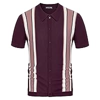 PJ Paul Jones Mens Polo Shirts Vintage Striped Lightweight Knitting Golf Shirts