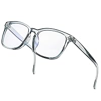 DeBuff Blue Light Blocking Glasses Women Men Clear Lens Square Frame Computer Eyeglasses (Transparent Gray