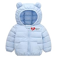 Boy Size 5 Jacket Toddler Kids Baby Boys Girls Winter Windproof Warm Love Print Coats Bear Ears (Sky Blue, 9-12 Months)