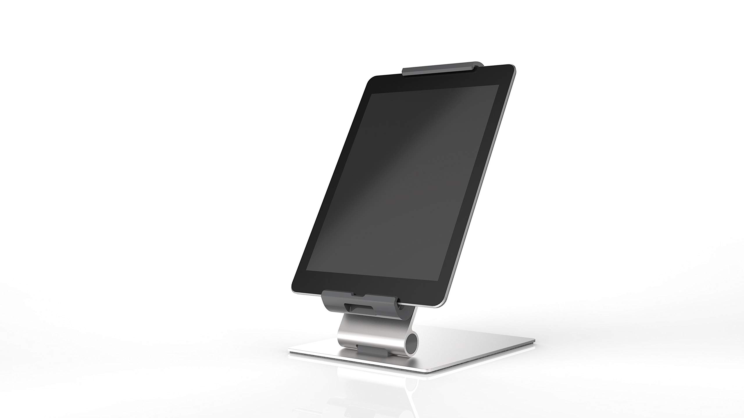 Durable Tablet Holder Desk Stand (for Tablets 7-13 Inches, 360 Degrees Rotation with Anti-Theft Device) Silver/Charcoal (893023)