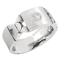 14k White Gold Mens Solitaire Round Diamond Ring .35 Carats