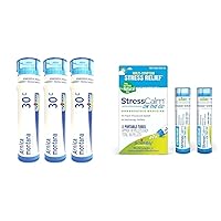 Arnica Montana 30c for Muscle Pain Relief Pack of 3 (240 Pellets) and Boiron StressCalm On The Go for Stress Relief Pack of 2 (80 Count)