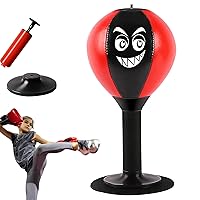 Desktop Punching Bag with Strong Suction Cup and Portable Desk Speed Bag with Evil Smile Stress Relief Boxing Bag for Office Worker Adults Kids Black for Exercising