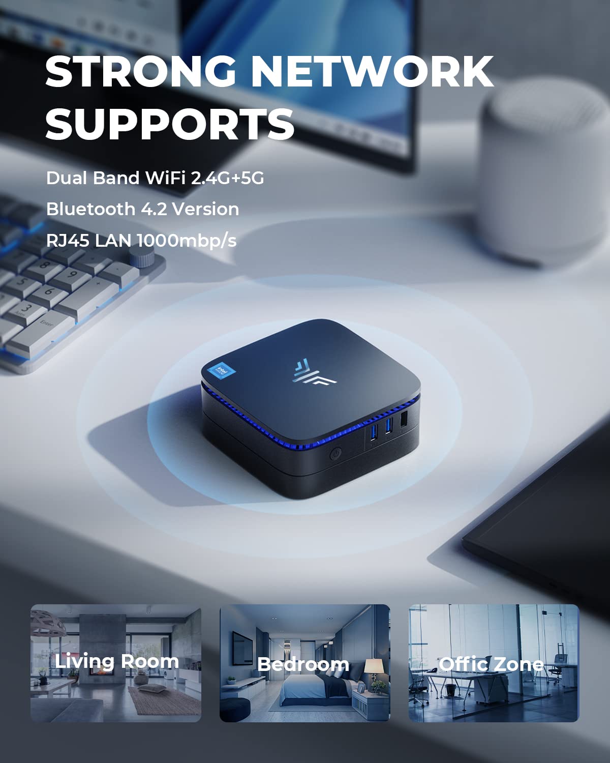KAMRUI AK1PLUS Mini PC with Intel Alder Lake N95(up to 3.4 GHz), 16GB DDR4 RAM 1TB M.2 NVME SSD Small Desktop Computers, Micro Computer Towers Support 4K UHD for Business Office Industrial IOT Home