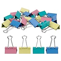 Large Binder Clips, 1.6 inch, 24 Pack, Colored Binder Clips, Paper Clamps Large Size for Office Supplies, 4 Vibrant Colors
