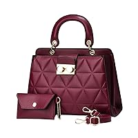 Women's Small Quilted Top Handle Tote Bag - Shoulder Strap Crossbody Designer Shoulder Bag