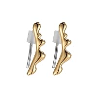 Skagen Women's Anja Pebble Liquid Metal Gold-Tone Stainless Steel Crawler Earrings (Model: SKJ1773710)