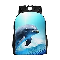 Cute Dolphin1 Print Backpack Laptop Backpack Waterproof Weekender Bag Travel Bag For Work Travel Hiking Camping
