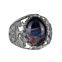 KAMBO Islamic Natural Gemstone Ring, 925 Solid Sterling Silver Ring For Men