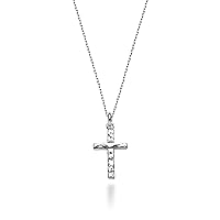 Miabella 925 Sterling Silver or 18Kt Yellow Gold Over Silver Italian Hammered Cross Pendant Chain Necklace 18 Inch Made in Italy