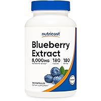 Blueberry Extract 8000mg Strength, 180 Capsules - Vegetarian, from 160mg 50:1 Extract, Gluten Free and Non-GMO