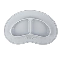 Nuby Sure Grip Miracle Mat 2-Section Plate - BPA-Free Toddler Suction Plate - 6+ Months - Gray