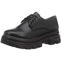 Women's Chunky Sole Plain Toe Oxford Lace-up Shoes