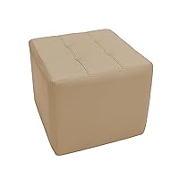 Factory Direct Partners Tufted Square Accent Ottoman; Hand Upholstered Commercial-Grade Furniture for Lobby, Office, Library, Classroom or Home; Seating, Footstool, Side Table Use - Sand, 13381-SD
