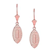TEXTURED FOOTBALL SPORTS LEVERBACK EARRINGS IN 14K ROSE GOLD