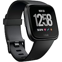 FITBIT Versa Smart Watch, Black/Black Aluminium, One Size (S & L Bands Included)