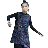 Traditional Chinese Qipao National Flower Embroidery Hanfu Tops Women Sleeveless Waistcoat Suit Vest