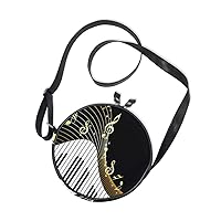 Musical Notes Piano Keyboard Round Crossbody Bag Purse Messenger Bag