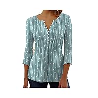 Print Shirts for Women Spring Summer Sleeve Neck Buttons Blouse Shirt Ladies Long Tops