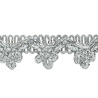 Trims by The Yard Delicia Decorated Gimp Trim, 3/4-Inch Versatile Trim for Sewing, Washable Decorative Trim for Costumes, Home Decor, Upholstery, 10-Yard Cut, Metallic Silver