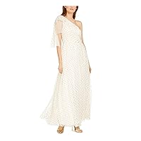 Eliza J Womens Glitter Polka Dot Asymmetrical Dress, Off-White, 14