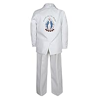 Baby Boy Kids Toddler Baptism White Tuxedo Color Silver Virgin Mary On Back Sm-7