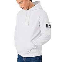 Calvin Klein Sleek White Hooded Sweatshirt with Logo Men's Detail