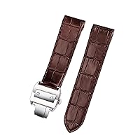 Genuine Leather Watch Strap for Cartier Santos Santos 100 Men and Women Leather Watchband 20mm 23mm (Color : Brown-Silver, Size : 23mm)