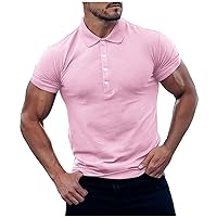 Mens Tactical Polo Tshirt Stretchy Gym Fitness Muscle Shirts Slim Fit Military Workout Tees Casual Button Up T-Shirts