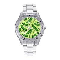 Dill Pickles Stainless Steel Band Business Watch Dress Wrist Unique Luxury Work Casual Waterproof Watches