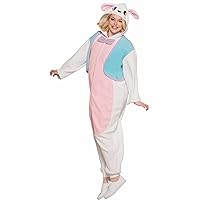 Forum Novelties Men's Bunny Piece Jumpsuit Costume, Pink/Blue/White, One Size