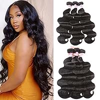7A Brazilian Body Wave Human Hair Weave 3 Bundles,Unprocessed Remy Human Hair Wavy Weaves Sew in Natural Color (18 20 22, Natural Color Bundles)