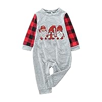 Family Christmas Pajamas Matching Sets 2023 Trendy Xmas Print Shirts and Long Plaid Pants 2 Piece Holiday Pjs