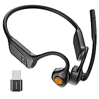 Air Conduction Headset, Open Ear Headphone with Noise Cancelling Mic, Bluetooth 5.1 Wireless Headset with USB Dongle and Mute Button for PC/PS4/PS5/Online Teaching/Meeting/Call Center