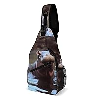 Chest Bag Sling Bag for Men Women Hippos Sport Sling Backpack Lightweight Shoulder Bag for Travel
