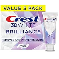 Crest 3D White Brilliance Bright Mint Teeth Whitening Toothpaste, 4.3 oz Pack of 3, 100% More Surface Stain Removal, 24 Hour Active Stain Prevention, Whiter Teeth in 3 Days