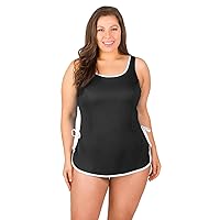 T.H.E. Swimwear - Chlorine Resistant Swimsuit - One-Piece Plus Size Swimdress