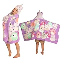 Franco Squishmallows Kids Super Soft Bath/Pool/Beach Soft Cotton Terry Hooded Towel Wrap, 24 in x 50 in, (Officially Licensed Product)